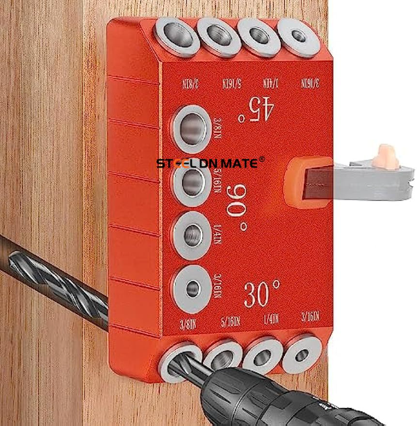 Steel DN Mate 45 30 90 Degree Angle 4 Sizes Drill Jig for Angled Holes/Straight Holes, Drill Guide for Cable Railing Lag Screw Wood Post, Durable Aluminum Drilling Jig for Deck Stair Handrail DG12