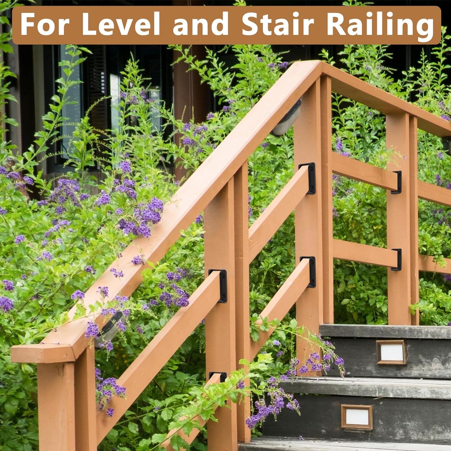Steel DN Mate Deck Railing Bracket Connectors for 2x4 (Actual 1.5”x3.5”) Wood Deck Railing Post to Handrail, Stair Railing Connectors with Coated Wood Screws,Drill Bit, Fence Railing Brackets