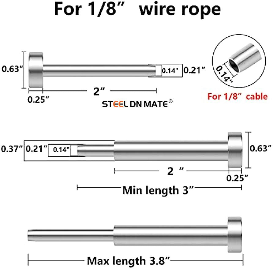 Steel DN Mate 1/8" Cable Railing kit Invisible, 20 Pairs Turnbuckle Kit T316 Stainless Steel Cable Railing Hardware, for Deck Stair Wood & Metal Post Cable Railing System DB20