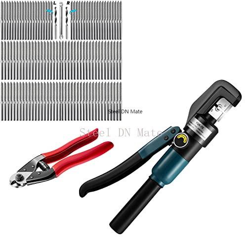 Steel DN Mate 120 Packs T316 Stainless Steel Left&Right Handed Thread Swage Lag Screws and Hydraulic Crimping Tool with Cable Cutter