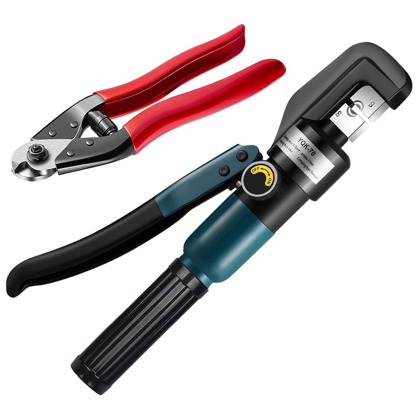 Steel DN Mate Hydraulic Crimping Tool/Hydraulic Crimper with Cable Cuttter for Stainless Steel Cable Railing Hardware,Battery Cable Crimping Tool for Size 1/8", 5/32" to 3/16" DC02