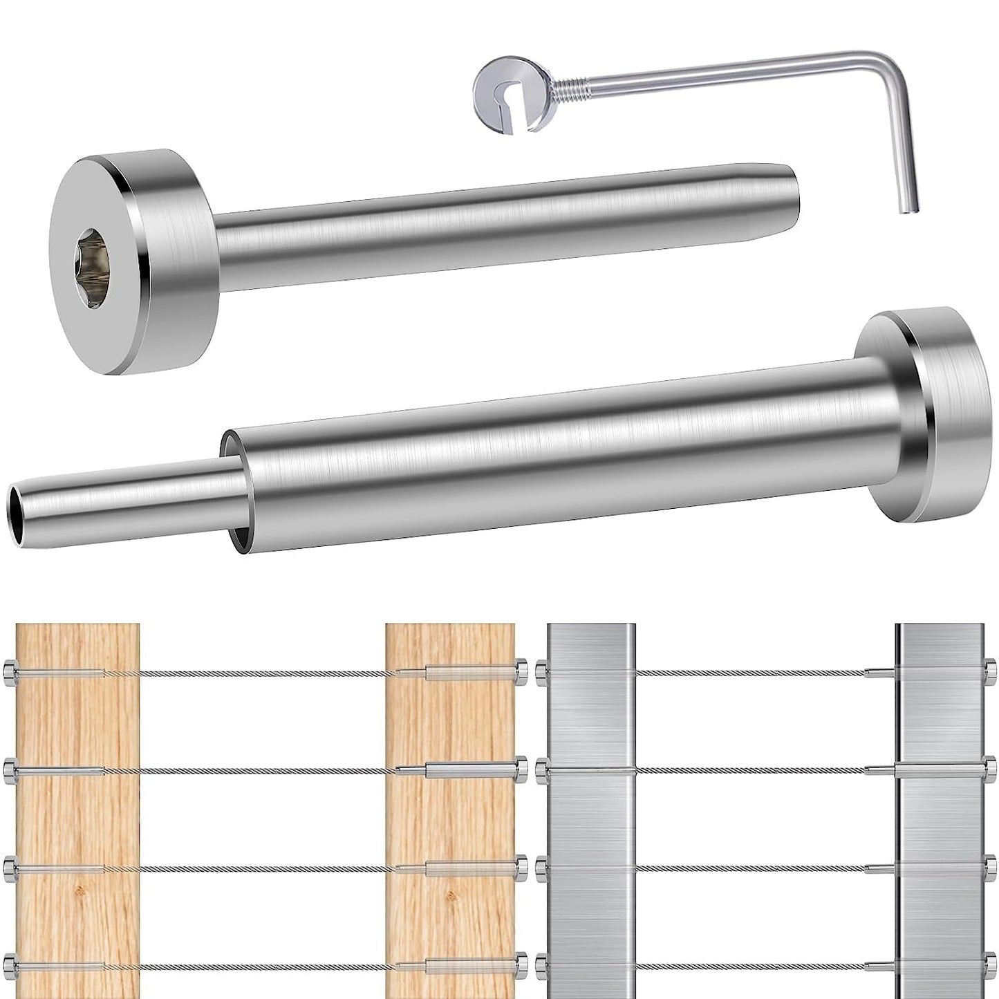 Steel DN Mate 1/8" Cable Railing kit Invisible, 20 Pairs Turnbuckle Kit T316 Stainless Steel Cable Railing Hardware, for Deck Stair Wood & Metal Post Cable Railing System DB20