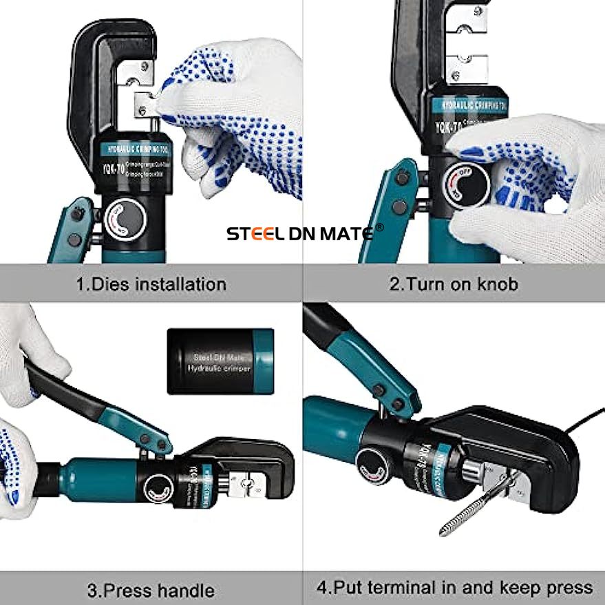 Steel DN Mate Hydraulic Crimping Tool/Hydraulic Crimper with Dies for Stainless Steel Cable Railing Hardware,Battery Cable Crimping Tool DC01