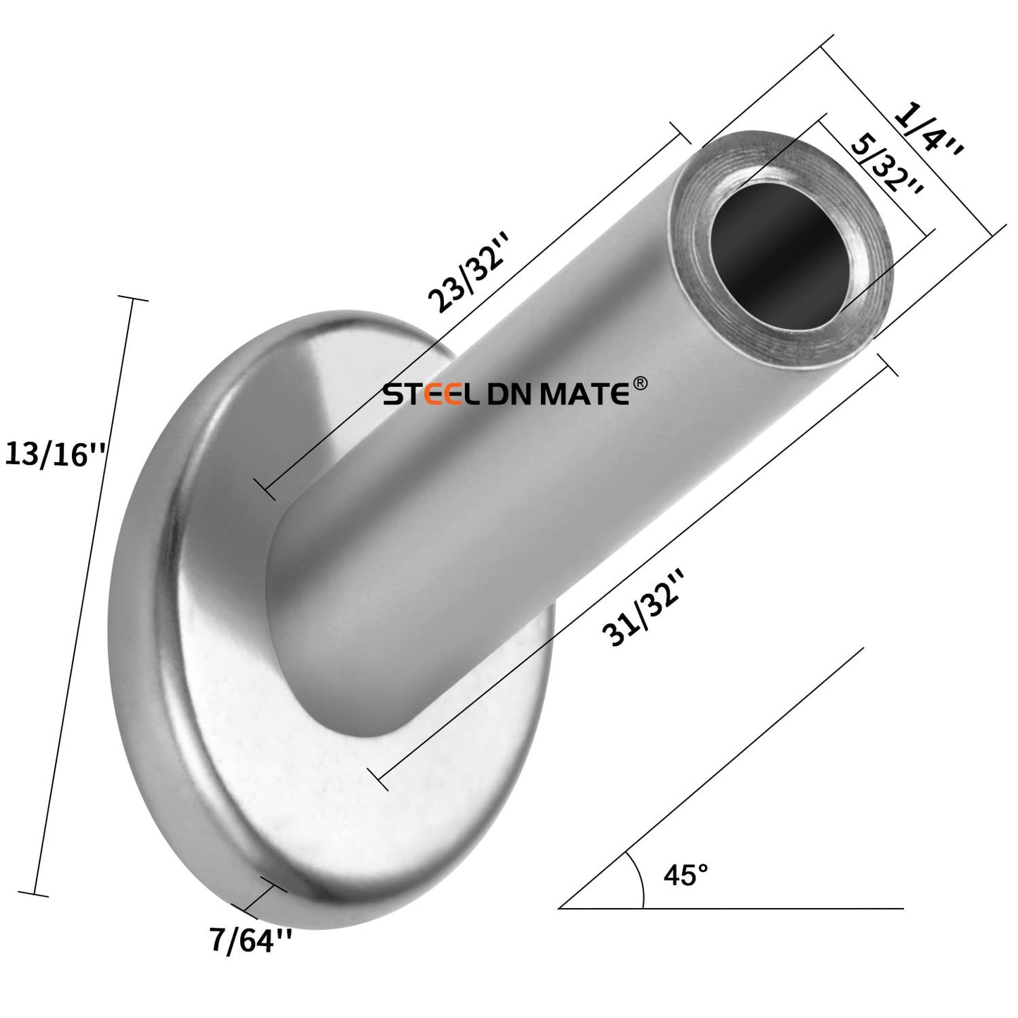 Steel DN Mate 30 Pack T316 Stainless Steel Cable Protector 45 Degree Angle Beveled Protector Sleeves, Protector Sleeve for 1/8 Cable Railing Hardware with a Drill Bit, Stair Railing Kit for Wood Post