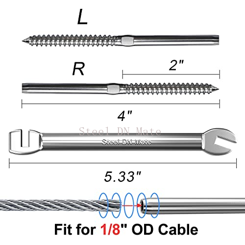 Steel DN Mate 120 Packs T316 Stainless Steel Left&Right Handed Thread Swage Lag Screws and Hydraulic Crimping Tool with Cable Cutter