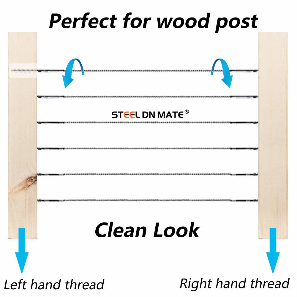 Steel DN Mate 6 Pack T316 Stainless Steel Left&Right Handed Thread Swage Lag Screws Black for Wood Post of 1/8" Cable Railing Kit, Deck Railing/Stair Railing, DIY Baluster Hardware