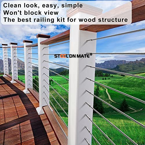 Steel DN Mate 100 Pack T316 Stainless Steel Right&Left Handed Thread Swage Lag Screws for Wood Post of 1/8" Steel Cable Railing Kit, Cable Railing Hardware, DIY Wood Baluster, Wrench Include, DM50