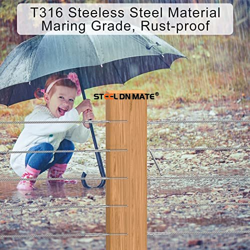 Steel DN Mate 100 Pack T316 Stainless Steel Right&Left Handed Thread Swage Lag Screws for Wood Post of 1/8" Steel Cable Railing Kit, Cable Railing Hardware, DIY Wood Baluster, Wrench Include, DM50