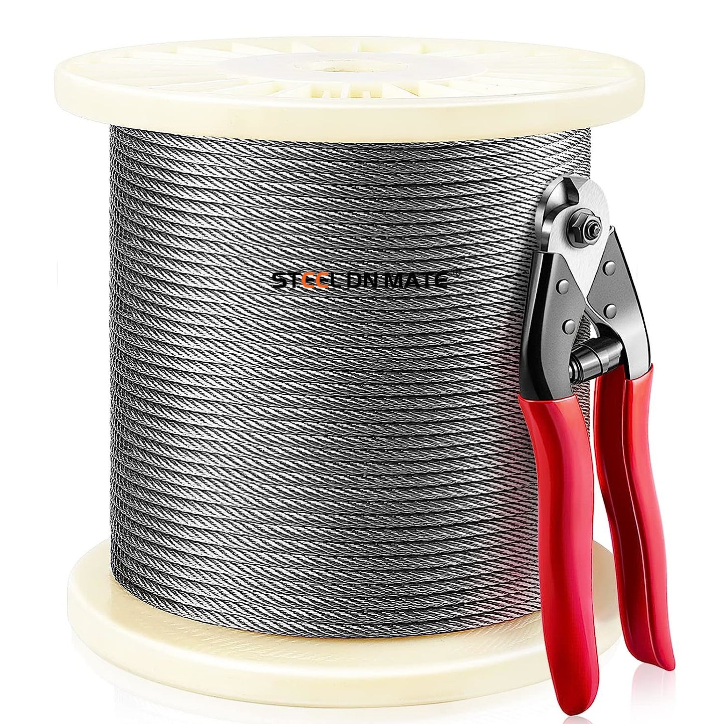 Steel DN Mate 1/8" Stainless Steel Cable for Deck Cable Railing System, 100FT T304 Stainless Steel Wire, 1800 lb Breaking Strength, 7x7 Strands Construction Stair Railing Kit, DIY Balustrade