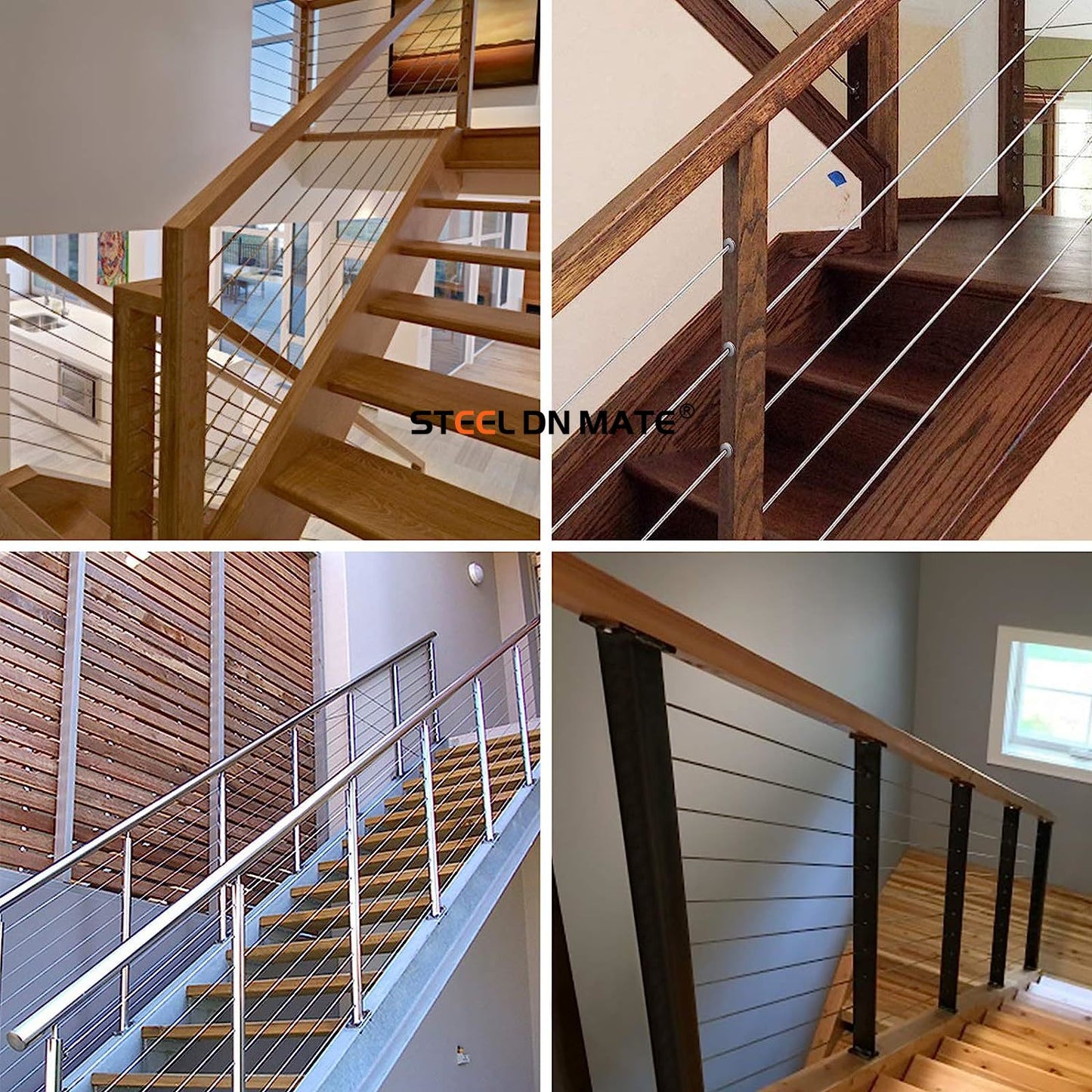 Steel DN Mate 30 Pack T316 Stainless Steel Cable Protector 45 Degree Angle Beveled Protector Sleeves, Protector Sleeve for 1/8 Cable Railing Hardware with a Drill Bit, Stair Railing Kit for Wood Post
