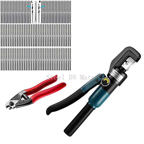 Steel DN Mate 120 Packs T316 Stainless Steel Left&Right Handed Thread Swage Lag Screws and Hydraulic Crimping Tool with Cable Cutter