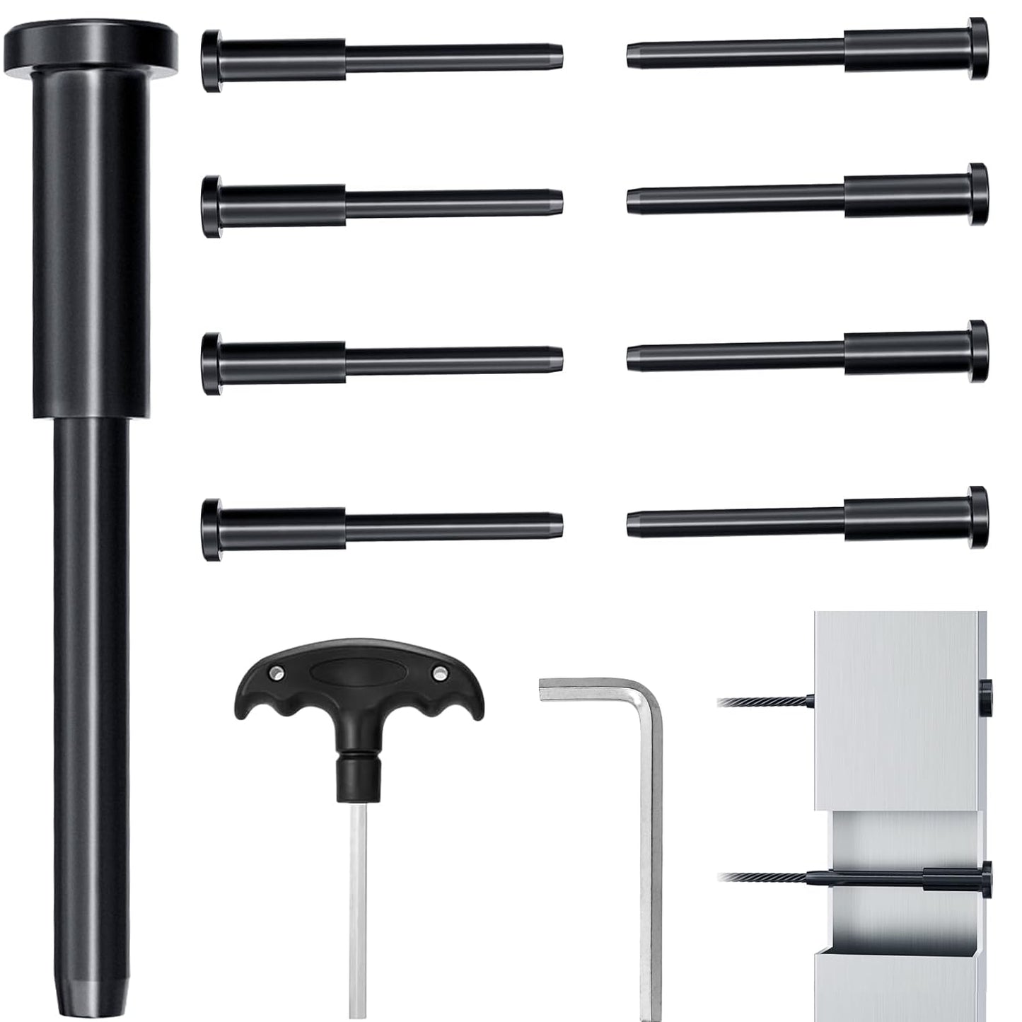 Steel DN Mate 40 Pack Black Invisible Cable Railing kit 1/8", 316L Stainless Steel Upgraded Threaded Studs End, Hidden Cable Tensioner for 2x2 Wood/Metal Post, Deck Cable Hardware CR1