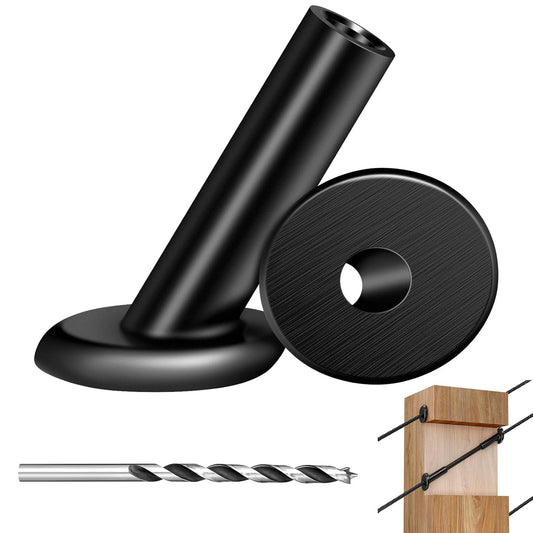Steel DN Mate 50 Pack 30 Degree Black Angle Beveled Protector Sleeves for 1/8" Wood Post Stair Cable Railing, T317 Marine Grade Stainless Steel, BP80