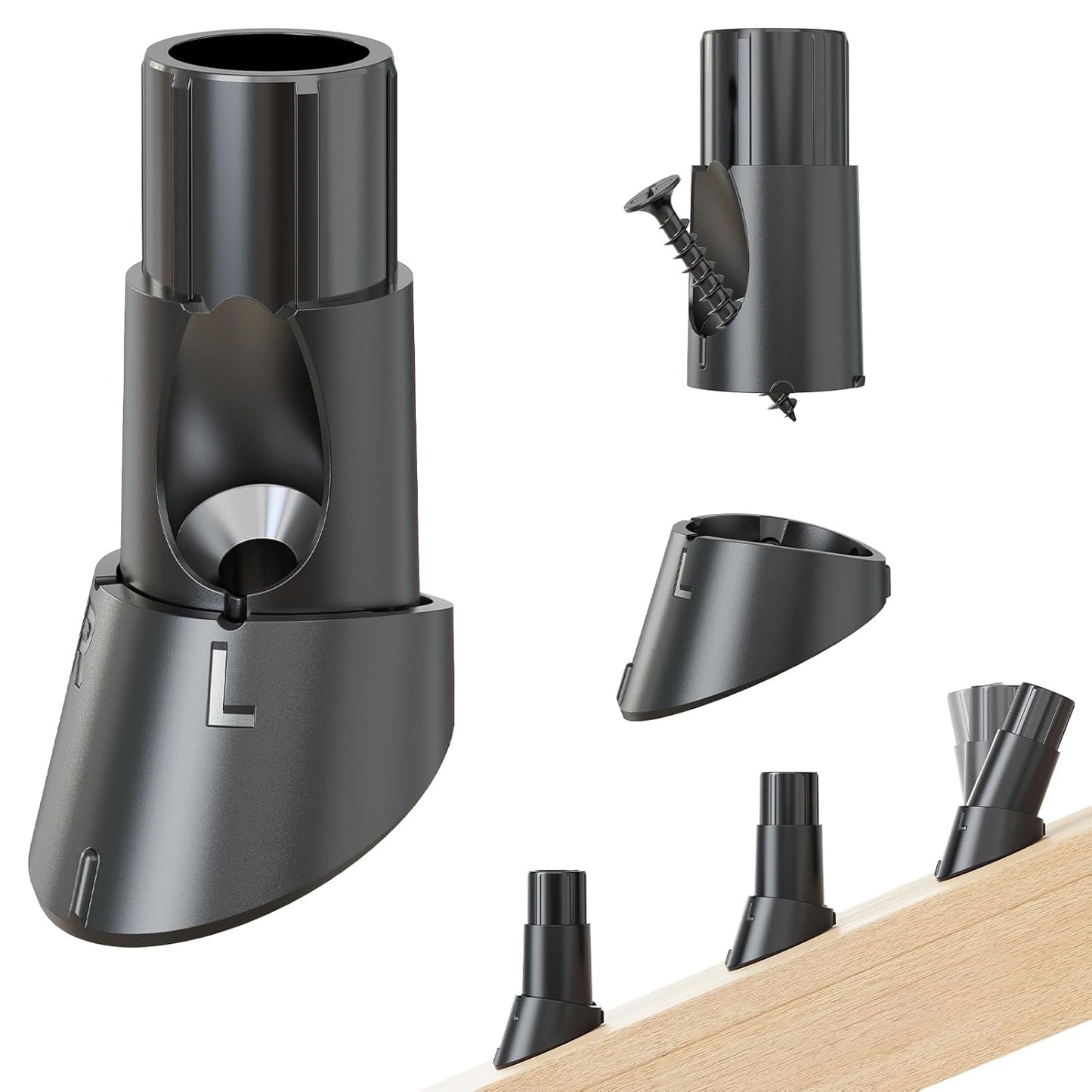 100 Pcs Baluster Slant Shoes for 3/4" OD Hollow Round Deck Balusters, Easy to Install Staircase Baluster Connectors, Stair Railing Connectors for 22°–42° Angled Railings, Baluster Repair Kit