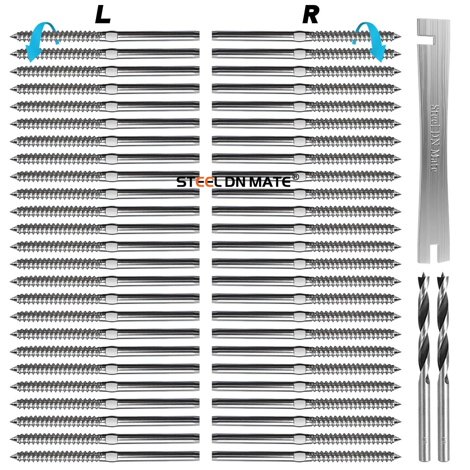 Steel DN Mate 50 Pack T316 Stainless Steel Right&Left Handed Thread S