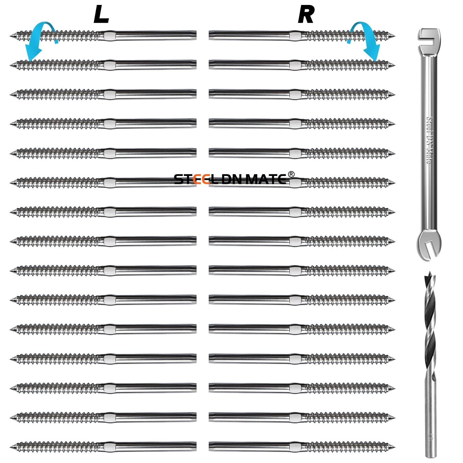 Steel DN Mate T316 Stainless Steel Left&Right Handed Thread Swage Lag