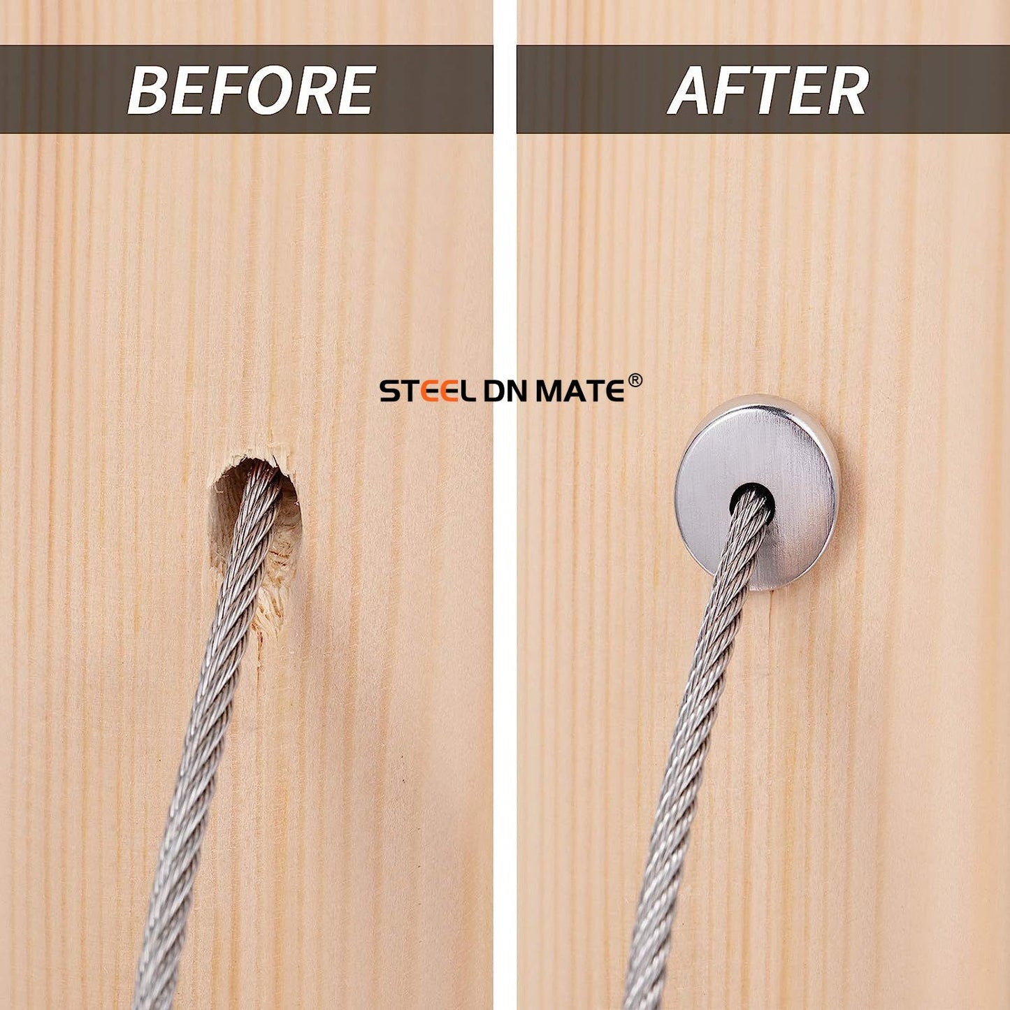 Steel DN Mate 30 Pack T316 Marine Grade Stainless Steel 30 Degree Angle Beveled Protector Sleeves, Wood Post Protector Sleeve for 1/8" Deck Cable Railing kit with a Drill Bit, DIY Balustrade DT03